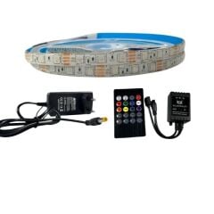 MÜZİK MODLU IR KUMANDALI RGB ŞERİT LED SET 5050 LEDLİ 3ÇİPLİ 5METRE SİLİKONLU