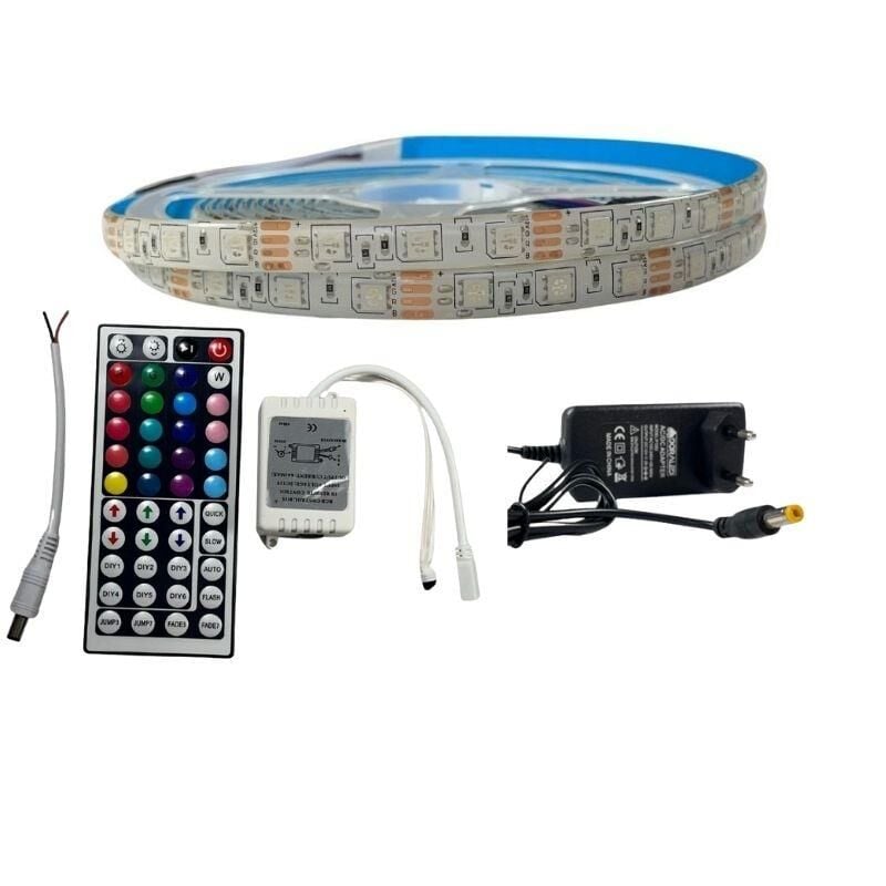 IR KUMANDALI RGB ŞERİT LED SET 5050 LEDLİ 3ÇİPLİ 5METRE SİLİKONLU