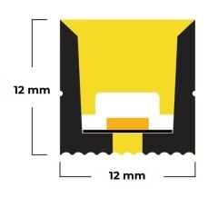 12x12mm 2700K Gün Işıgı 12 Volt 25 Metre Flat Mobilya Neon Led 2,5Cm de Bir kesilebilir - Mobilya Gömme Düz Neon 12V 25M