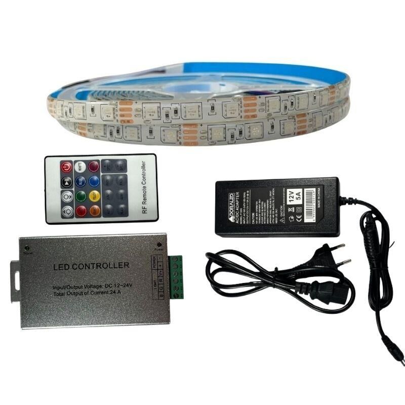 RF KUMANDALI RGB ŞERİT LED SET 5050 LEDLİ 3ÇİPLİ 10METRE SİLİKONLU