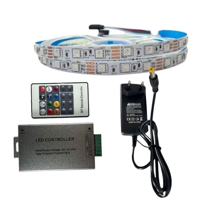 RF KUMANDALI RGB ŞERİT LED SET 5050 LEDLİ 3ÇİPLİ 5METRE IP20