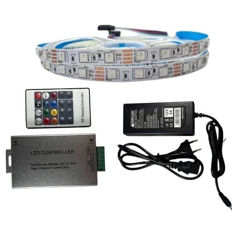 RF KUMANDALI RGB ŞERİT LED SET 5050 LEDLİ 3ÇİPLİ 10METRE IP20