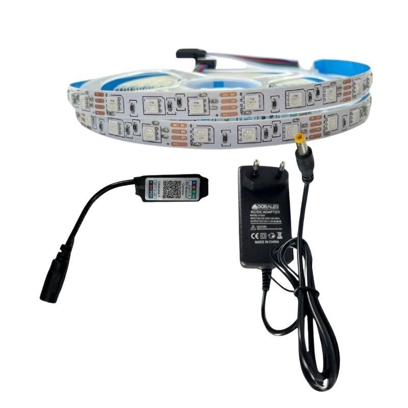 BLUETOOTH KONTROL RGB ŞERİT LED SET 5050 LEDLİ 3ÇİPLİ 5METRE IP20