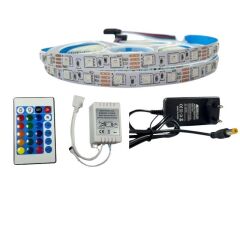 IR KUMANDALI RGB ŞERİT LED SET 5050 LEDLİ 3ÇİPLİ 5METRE IP20