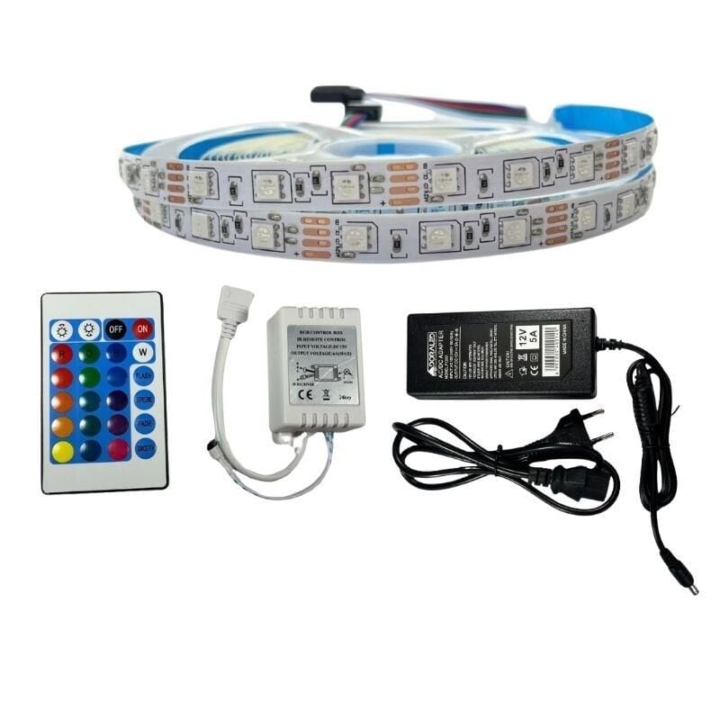 IR KUMANDALI RGB ŞERİT LED SET 5050 LEDLİ 3ÇİPLİ 10METRE IP20