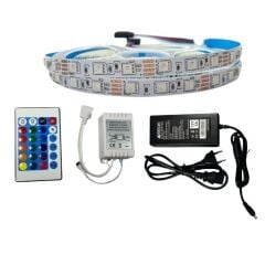 IR KUMANDALI RGB ŞERİT LED SET 5050 LEDLİ 3ÇİPLİ 10METRE IP20