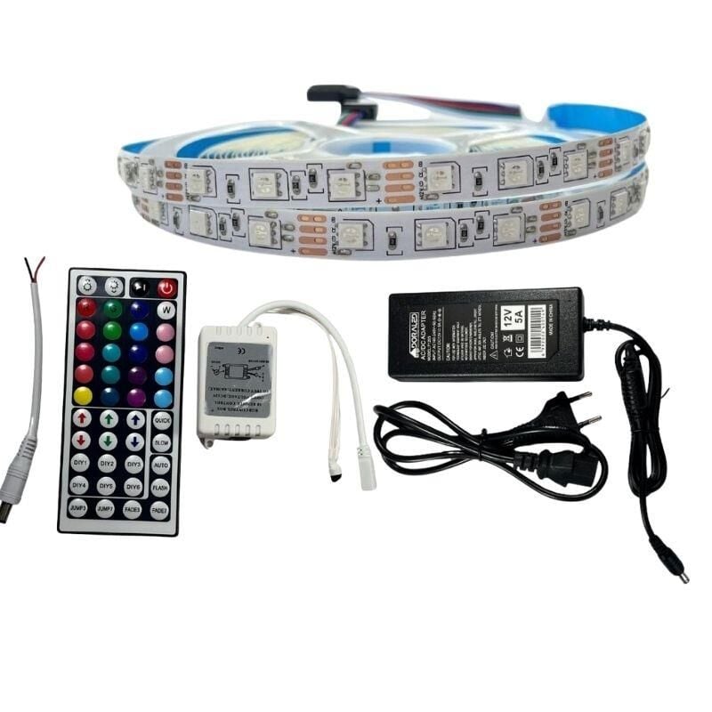 IR KUMANDALI RGB ŞERİT LED SET 5050 LEDLİ 3ÇİPLİ 10METRE IP20
