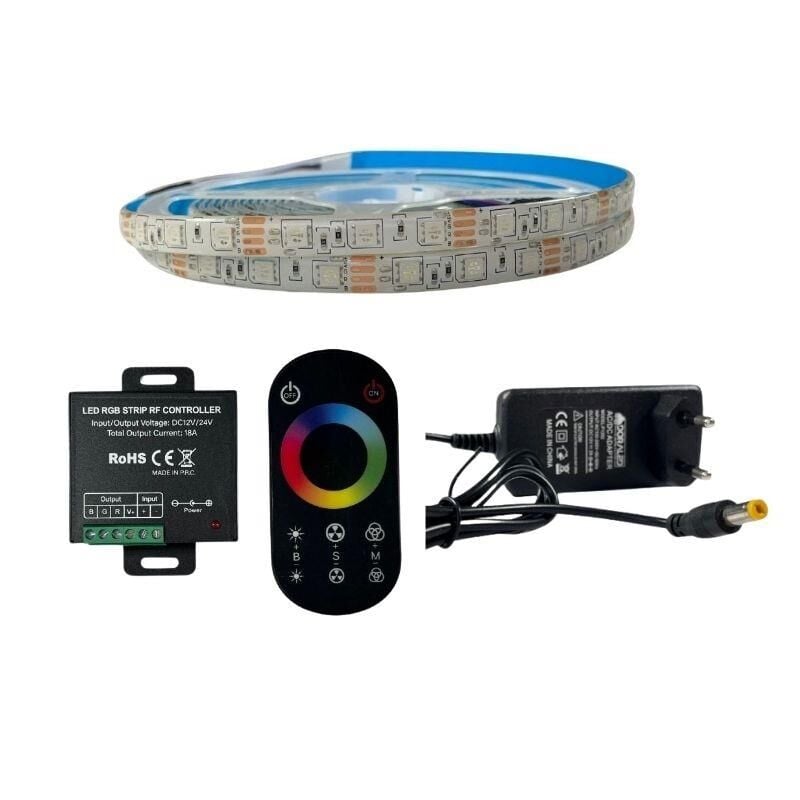 RF DOKUNMATİK KUMANDALI RGB ŞERİT LED SET 5050 LEDLİ 3ÇİPLİ 5METRE SİLİKONLU