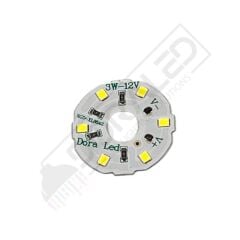 12Volt 3Watt Smd 2835 Ledli Led Modül Beyaz 10mm Delik Çaplı 12V 3W Avize Ledi 34mm(3 Adet)