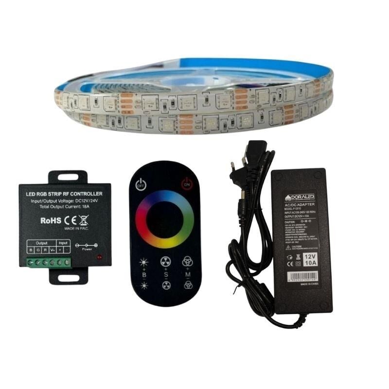 RF DOKUNMATİK KUMANDALI RGB ŞERİT LED SET 5050 LEDLİ 3ÇİPLİ 20METRE SİLİKONLU