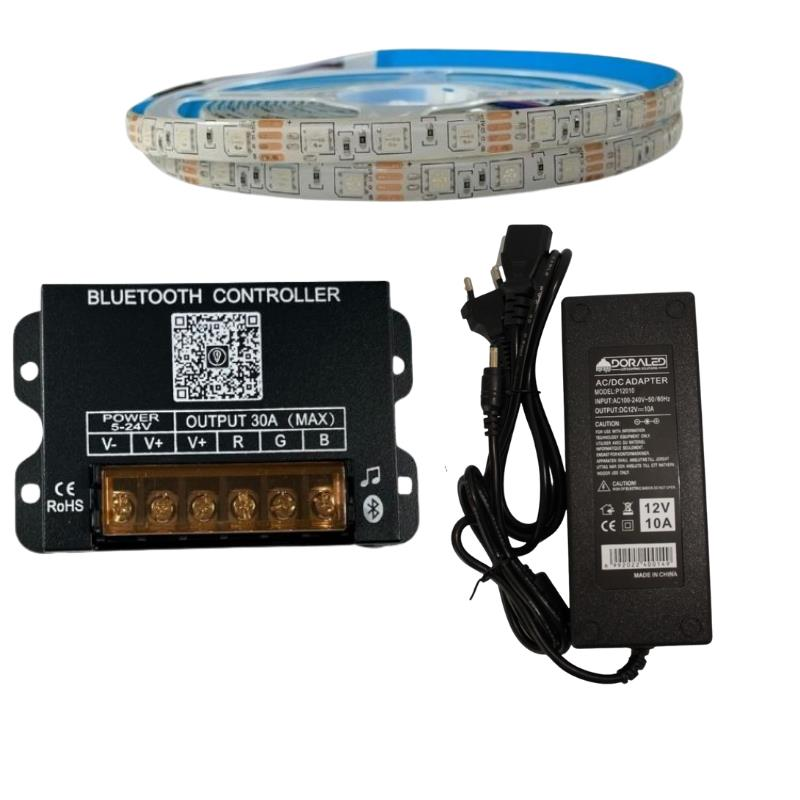 BLUETOOTH TELEFON KONTROLLÜ RGB ŞERİT LED SET 5050 LEDLİ 3ÇİPLİ 20METRE 10 AMPER SİLİKONLU