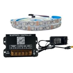 BLUETOOTH TELEFON KONTROLLÜ RGB ŞERİT LED SET 5050 LEDLİ 3ÇİPLİ 5METRE IP20