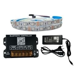 BLUETOOTH TELEFON KONTROLLÜ RGB ŞERİT LED SET 5050 LEDLİ 3ÇİPLİ 10METRE IP20