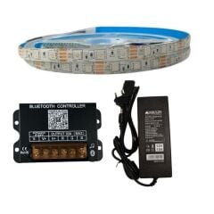 BLUETOOTH TELEFON KONTROLLÜ RGB ŞERİT LED SET 5050 LEDLİ 3ÇİPLİ 20METRE IP20