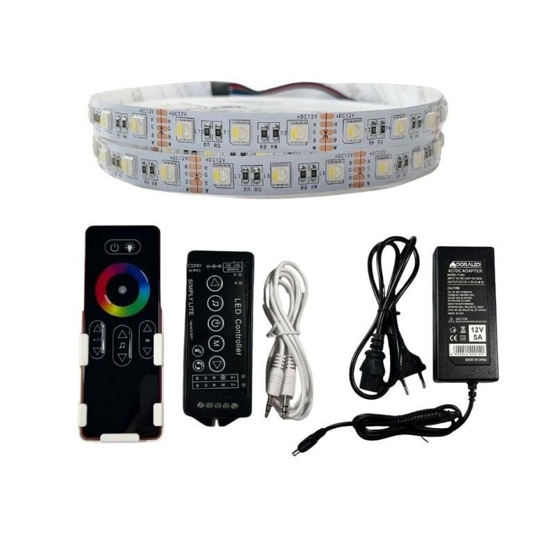 DOKUNMATİK MÜZİK KONTROLLÜ RGBW ŞERİT LED SET 5050 LEDLİ 3ÇİPLİ 12VOLT 5METRE