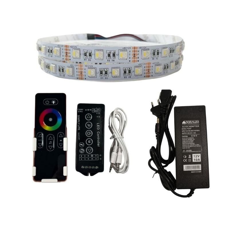 DOKUNMATİK MÜZİK KONTROLLÜ RGBW ŞERİT LED SET 5050 LEDLİ 3ÇİPLİ 12VOLT 10METRE