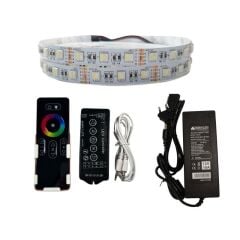 DOKUNMATİK MÜZİK KONTROLLÜ RGBW ŞERİT LED SET 5050 LEDLİ 3ÇİPLİ 12VOLT 10METRE
