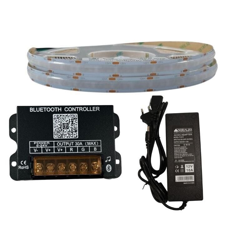 BLUETOOTH KONTROLLÜ MÜZİK MODLU COB RGB ŞERİT LED SET 576/1M LEDLİ 10METRE