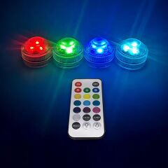 Sualtı Kumandalı - Pilli Rgb Nargile Led Işığı Su Geçirmez 4Led+1Kumanda