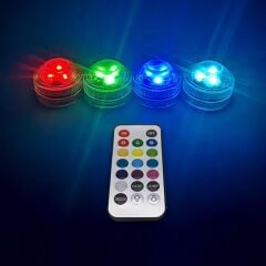Sualtı Kumandalı - Pilli Rgb Nargile Led Işığı Su Geçirmez 4Led+1Kumanda