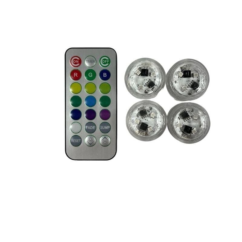 Sualtı Kumandalı - Pilli Rgb Nargile Led Işığı Su Geçirmez 4Led+1Kumanda