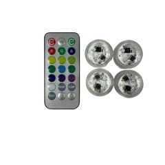 Sualtı Kumandalı - Pilli Rgb Nargile Led Işığı Su Geçirmez 4Led+1Kumanda
