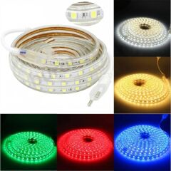 220 Volt Hortum Şerit Led Beyaz  10 Metre 220V Led Aydınlatma + Fiş(10M)